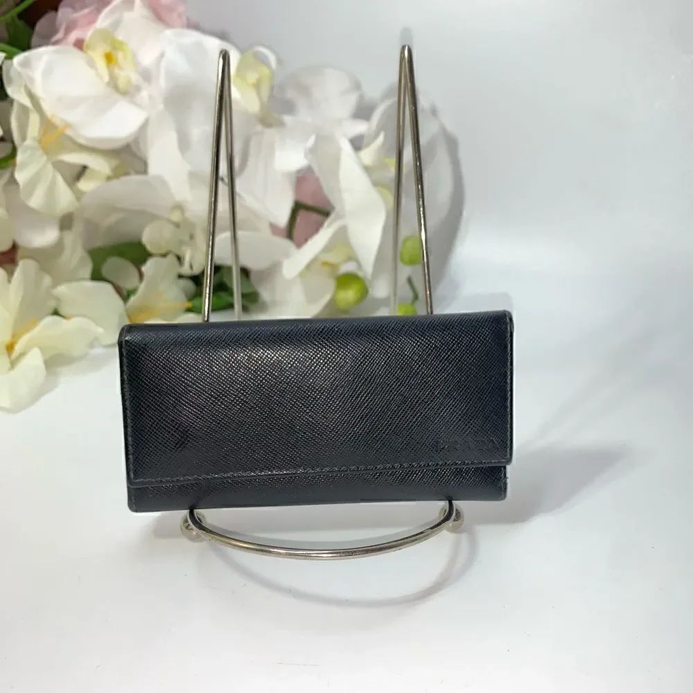 Authentic Prada Saffiano Leather 6 Key Wallet Black